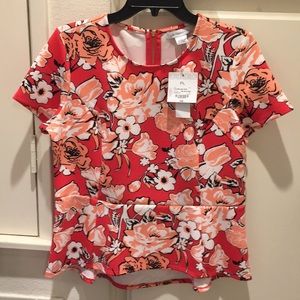 NWT-SALE-Liz Claiborne polyester /spandex peplum top